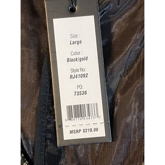 Romeo & Juliet Couture L Black-Gold Embroidered Sheer Back Sleeveless Mini Dress - Picture 6 of 6